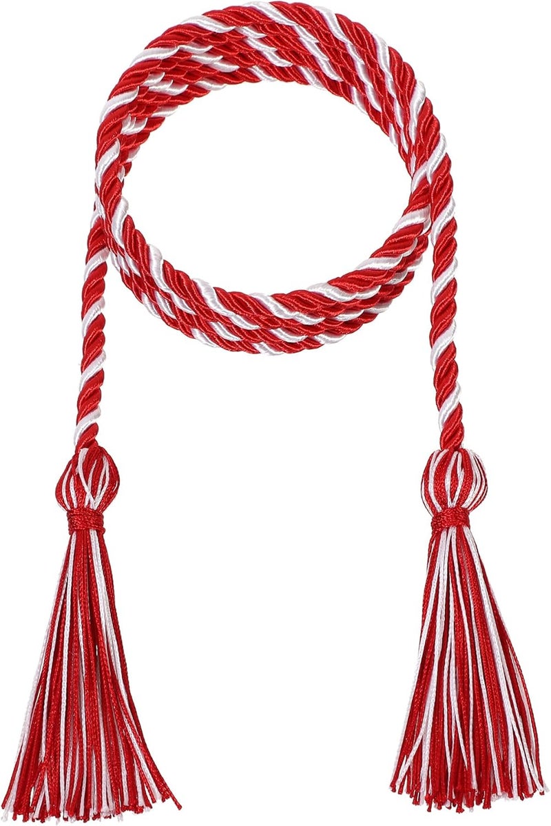 D DODOU 10 Pieces Graduation Cords Polyester Graduation Honor Braided Cords with Sewing Tassels for Bachelor, Master, Doctor 68" Long (Red White) - Image 2